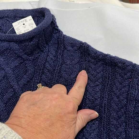 J. Crew Factory CF738 Navy Blue Mockneck cable-knit sweater size s NWT - Picture 9 of 10